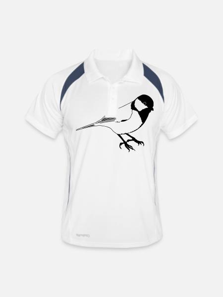 I like birds - Männer Polo atmungsaktiv - Weiß/Navy - Vorne