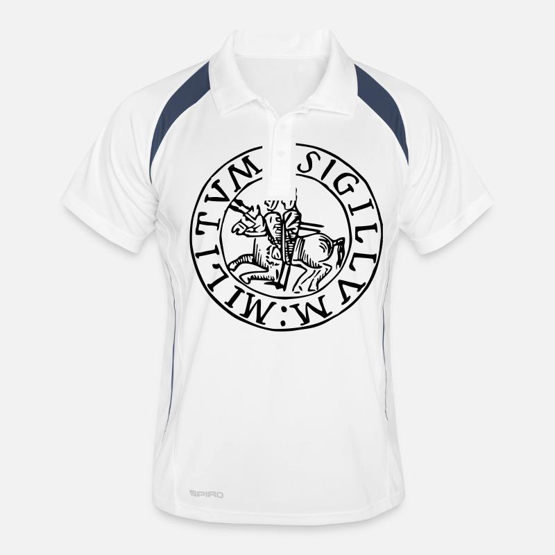 templar knights seal - Männer Polo atmungsaktiv - Weiß/Navy