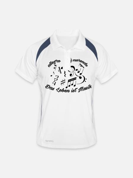 Das Leben ist Musik - Männer Polo atmungsaktiv - Weiß/Navy - Vorne