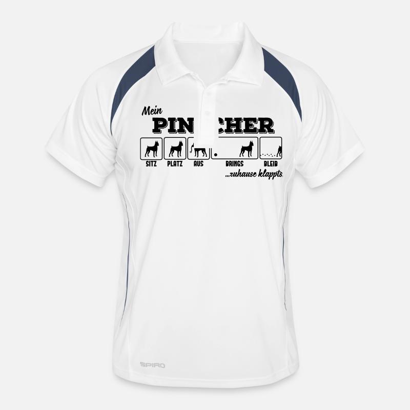 Mein Pinscher - zuhause klappts - Männer Polo atmungsaktiv - Weiß/Navy