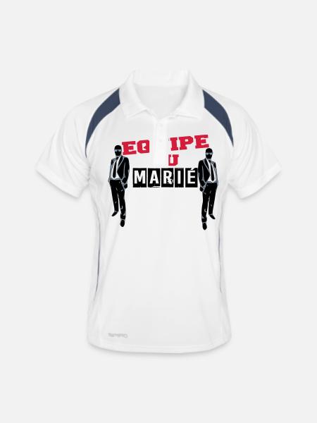 équipe marié 3 - Polo respirant Homme - blanc/marine - Devant