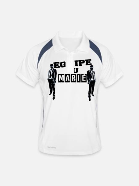 équipe marié 2 - Polo respirant Homme - blanc/marine - Devant