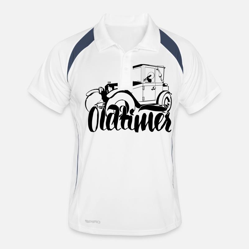 Oldtimer - Männer Polo atmungsaktiv - Weiß/Navy
