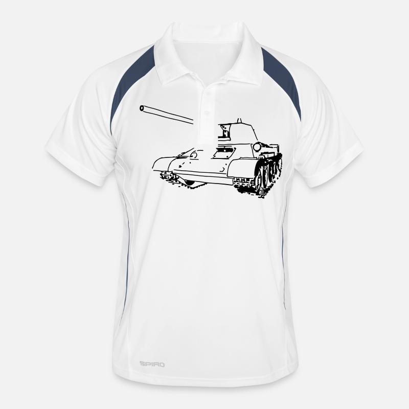 T-34 - Männer Polo atmungsaktiv - Weiß/Navy