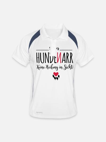 Hunde-Narr - Männer Polo atmungsaktiv - Weiß/Navy - Vorne