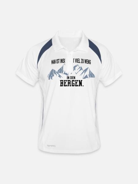 zu wenig in den Bergen - Männer Polo atmungsaktiv - Weiß/Navy - Vorne