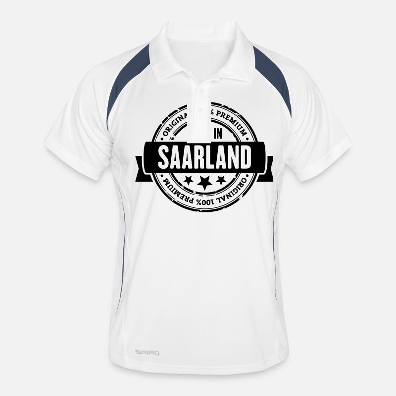 Made in Saarland - Männer Polo atmungsaktiv - Weiß/Navy