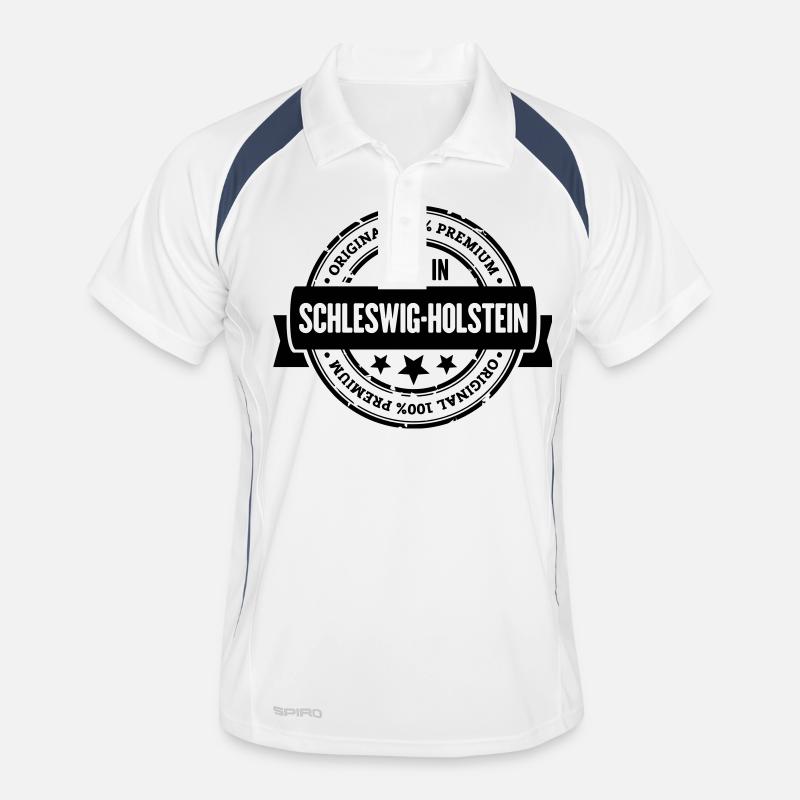 100% Schleswig-Holstein - Männer Polo atmungsaktiv - Weiß/Navy