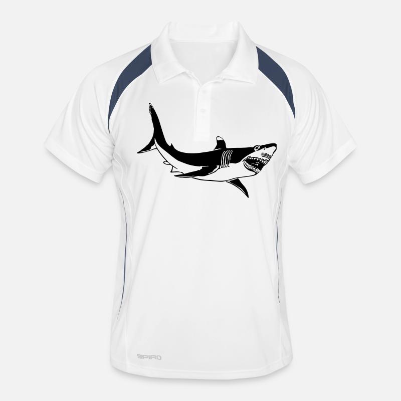 Great White - Männer Polo atmungsaktiv - Weiß/Navy
