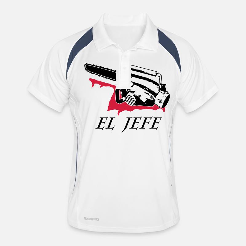 el jefe - Männer Polo atmungsaktiv - Weiß/Navy