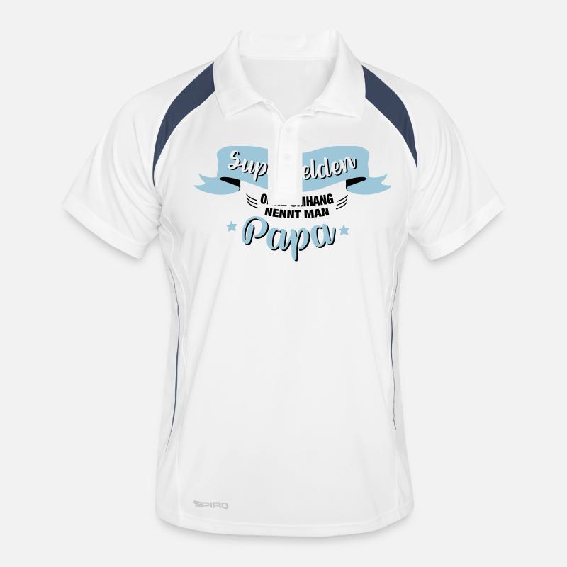 Superheld Papa - Männer Polo atmungsaktiv - Weiß/Navy