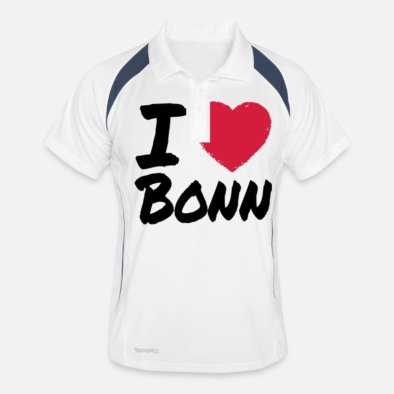 I Love Bonn - Männer Polo atmungsaktiv - Weiß/Navy