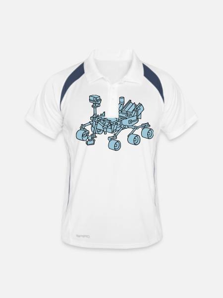 Curiosity Marsrover 2 - Männer Polo atmungsaktiv - Weiß/Navy - Vorne