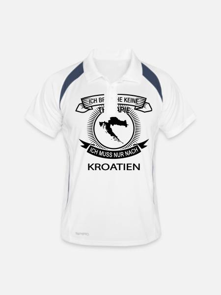 Brauche keine Therapie muss nur nach Kroatien - Männer Polo atmungsaktiv - Weiß/Navy - Vorne