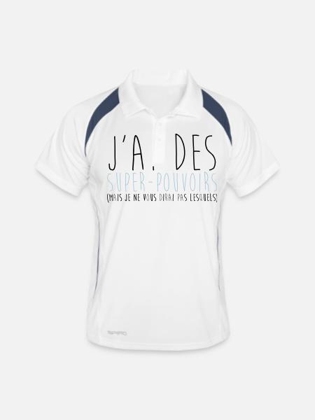 super pouvoirs - Polo respirant Homme - blanc/marine - Devant