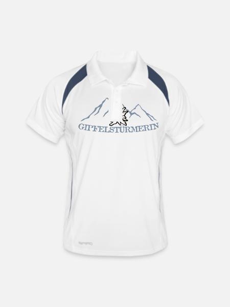 Gipfelstürmerin - Männer Polo atmungsaktiv - Weiß/Navy - Vorne