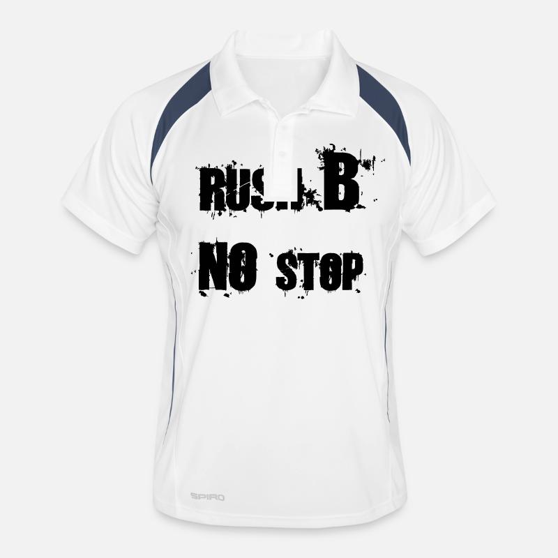RUSH B NO STOP - Männer Polo atmungsaktiv - Weiß/Navy