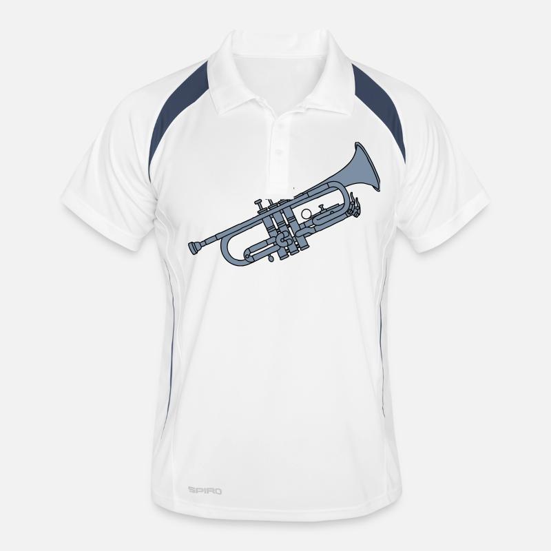 Trompete 2 - Männer Polo atmungsaktiv - Weiß/Navy