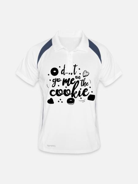don´t go me on the cookie - Männer Polo atmungsaktiv - Weiß/Navy - Vorne