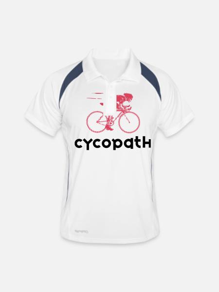 Cycopath, seulement pour les motards réels. - Polo respirant Homme - blanc/marine - Devant