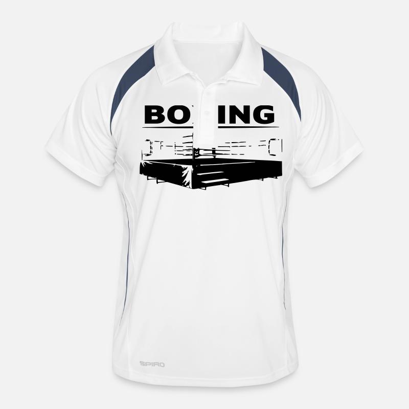 Boxing | Boxring - Männer Polo atmungsaktiv - Weiß/Navy