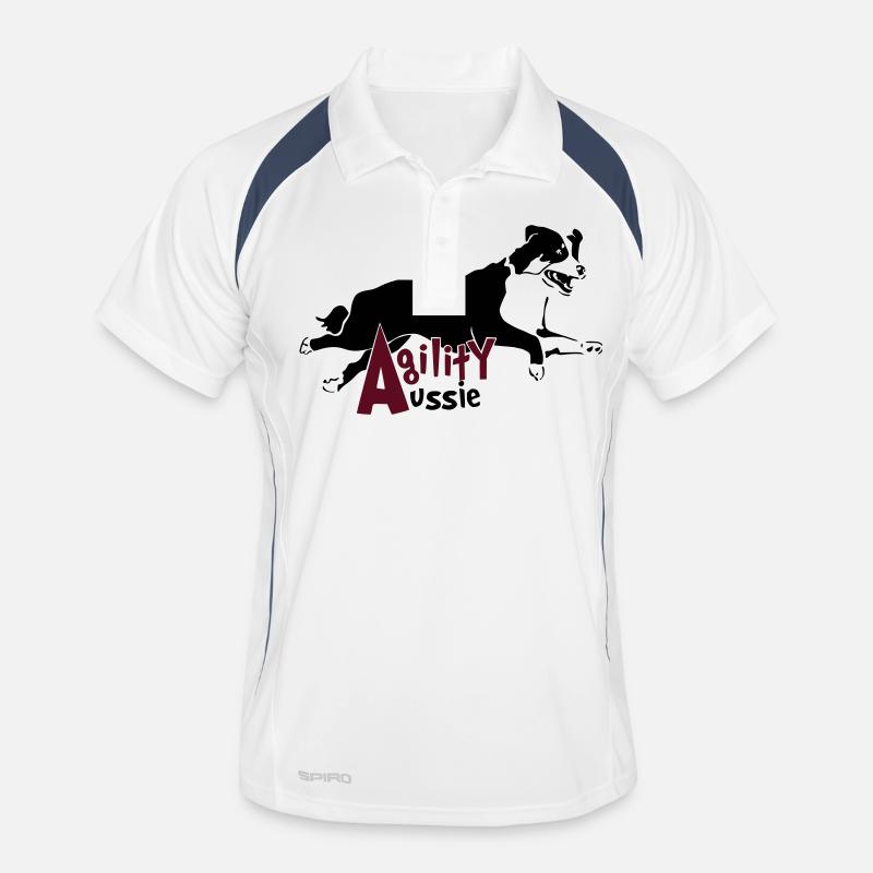 Agility Aussie - Männer Polo atmungsaktiv - Weiß/Navy