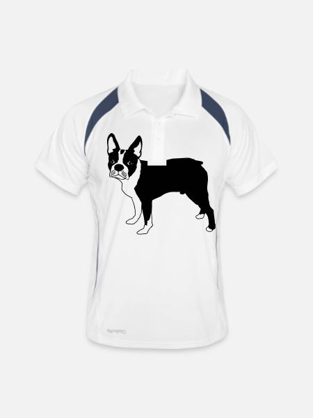 Boston terrier de - Polo respirant Homme - blanc/marine - Devant