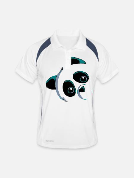 Tête de panda - Polo respirant Homme - blanc/marine - Devant