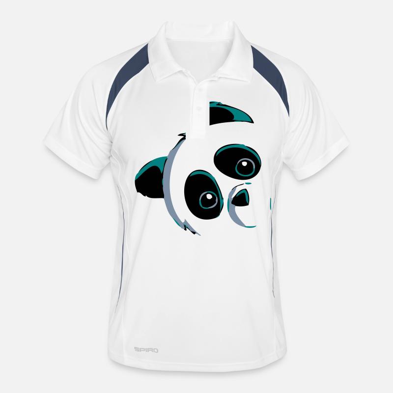 Panda Kopf - Männer Polo atmungsaktiv - Weiß/Navy