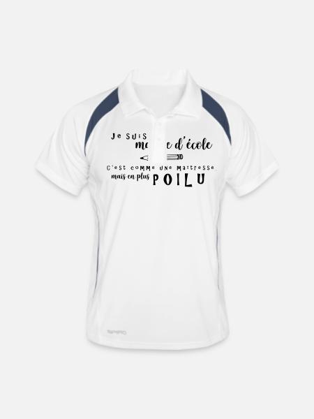 C'est comme une maîtresse, mais en plus poilu - Polo respirant Homme - blanc/marine - Devant