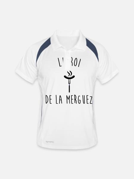 LE ROI DE LA MERGUEZ - Polo respirant Homme - blanc/marine - Devant