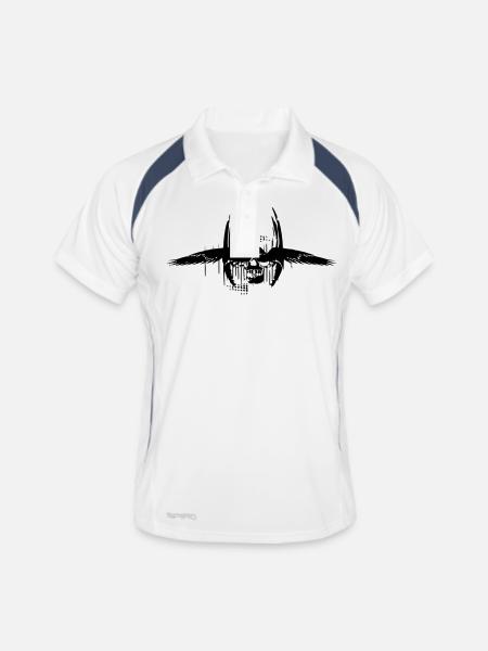 Wing Skull - Männer Polo atmungsaktiv - Weiß/Navy - Vorne