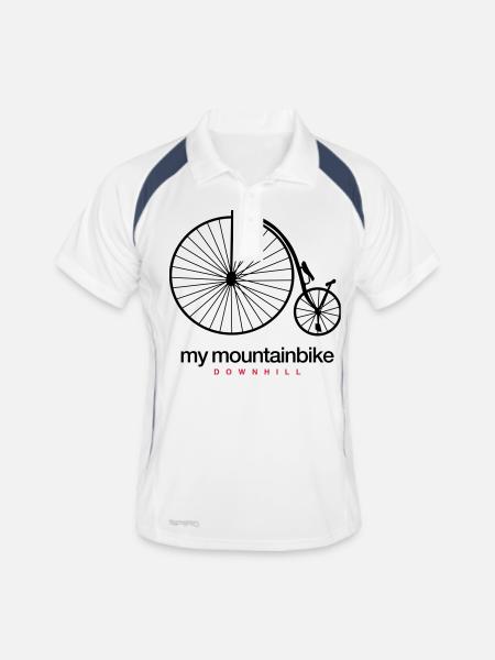 mon vélo de montagne - descente - Polo respirant Homme - blanc/marine - Devant