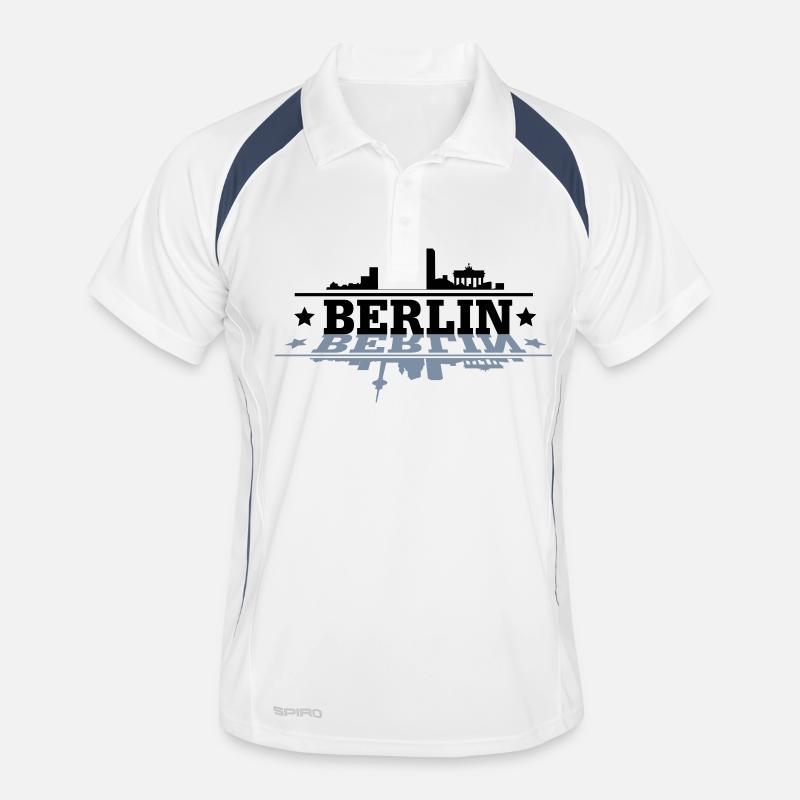 Berlin - Männer Polo atmungsaktiv - Weiß/Navy