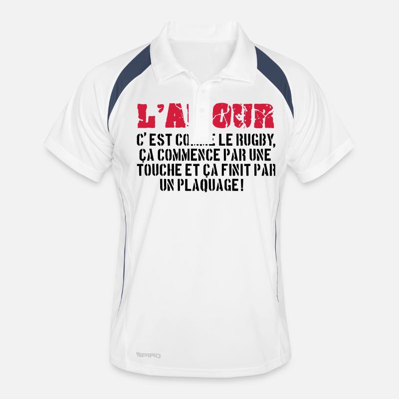 rugby - Männer Polo atmungsaktiv - Weiß/Navy