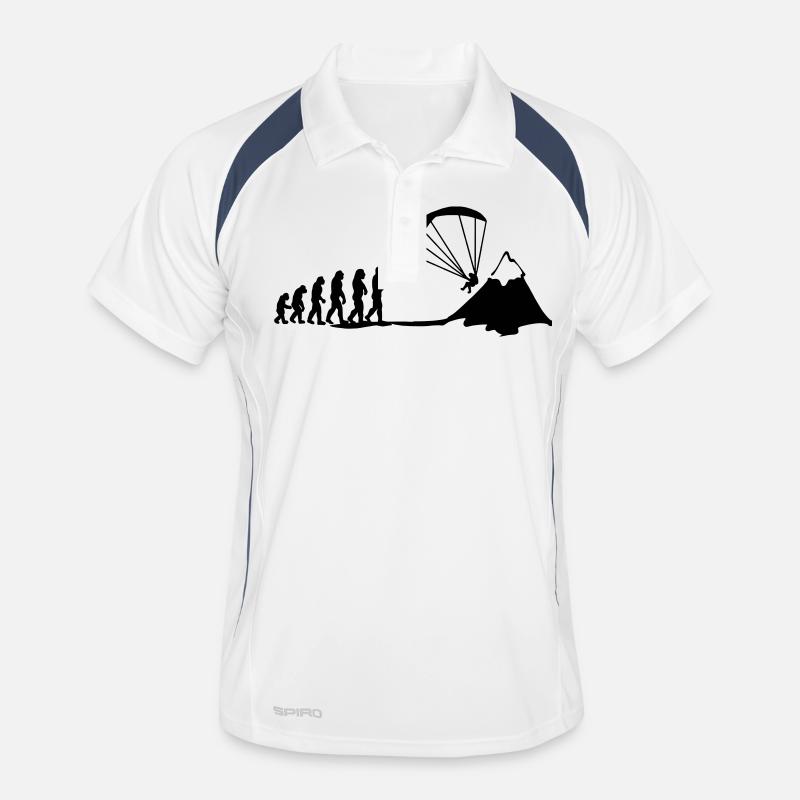 paragliding evolution - Männer Polo atmungsaktiv - Weiß/Navy