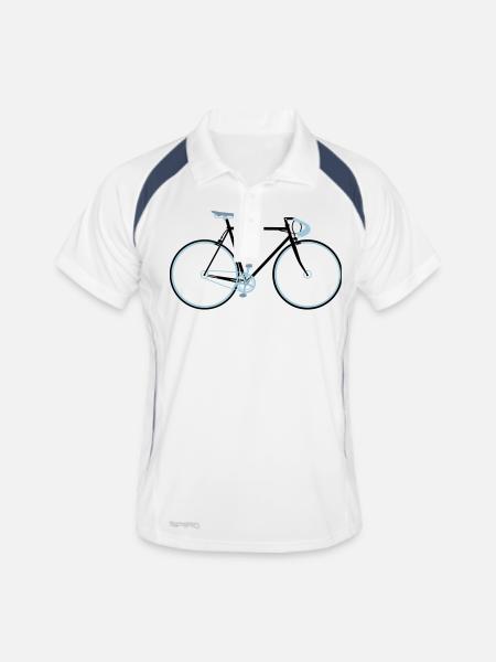 Singlespeed - Männer Polo atmungsaktiv - Weiß/Navy - Vorne
