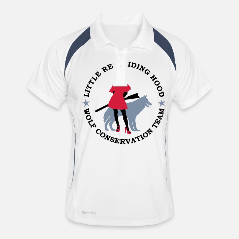 Wolf Erhaltung Team - Männer Polo atmungsaktiv - Weiß/Navy
