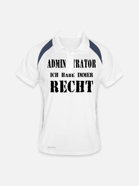 Administrator - Männer Polo atmungsaktiv - Weiß/Navy - Vorne