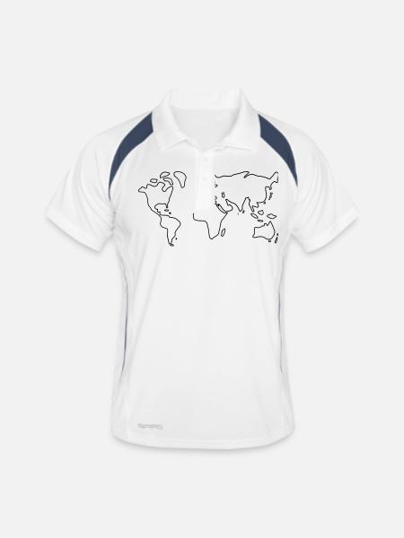 weltkarte - Männer Polo atmungsaktiv - Weiß/Navy - Vorne