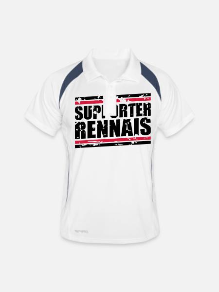 Supporter Rennais vintage - Polo respirant Homme - blanc/marine - Devant