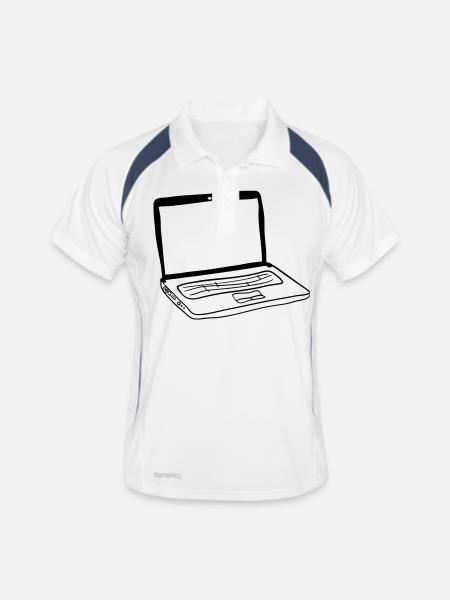 Laptop - Männer Polo atmungsaktiv - Weiß/Navy - Vorne
