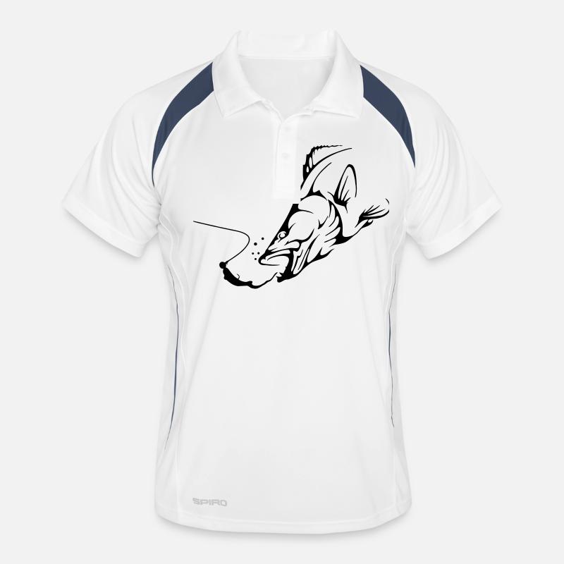 Zander II - Männer Polo atmungsaktiv - Weiß/Navy