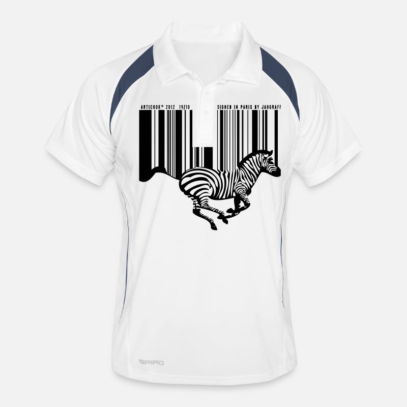 ZEBRA BARCODE - Men's Polo breathable - white/navy
