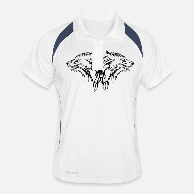 wolf2 - Männer Polo atmungsaktiv - Weiß/Navy
