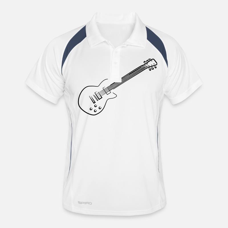 E-Gitarre - Männer Polo atmungsaktiv - Weiß/Navy