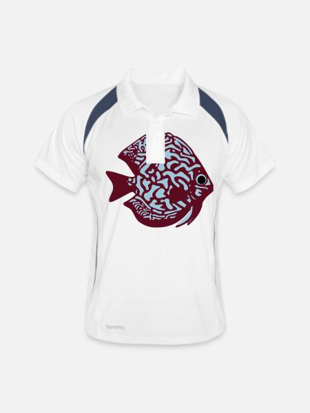Diskusfisch vektor - Männer Polo atmungsaktiv - Weiß/Navy - Vorne