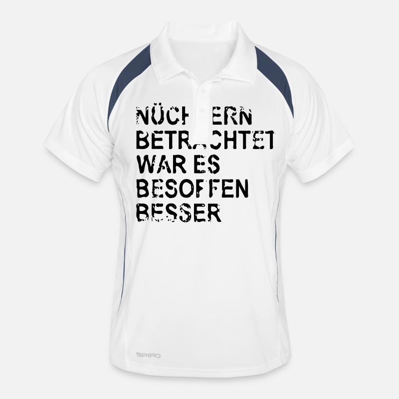 Nuechtern - Männer Polo atmungsaktiv - Weiß/Navy