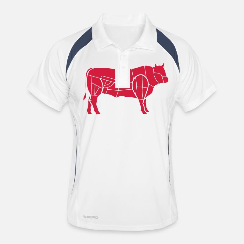 Metzger Rindfleisch Kuh Fleisch Grill Silhouette Männer Polo atmungsaktiv