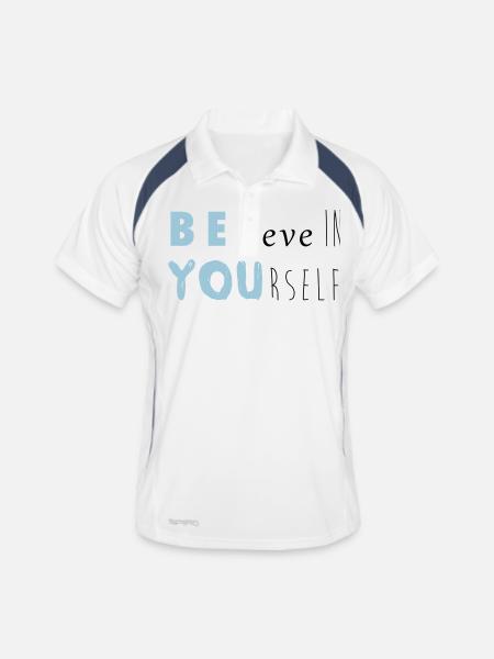 Be you - Männer Polo atmungsaktiv - Weiß/Navy - Vorne